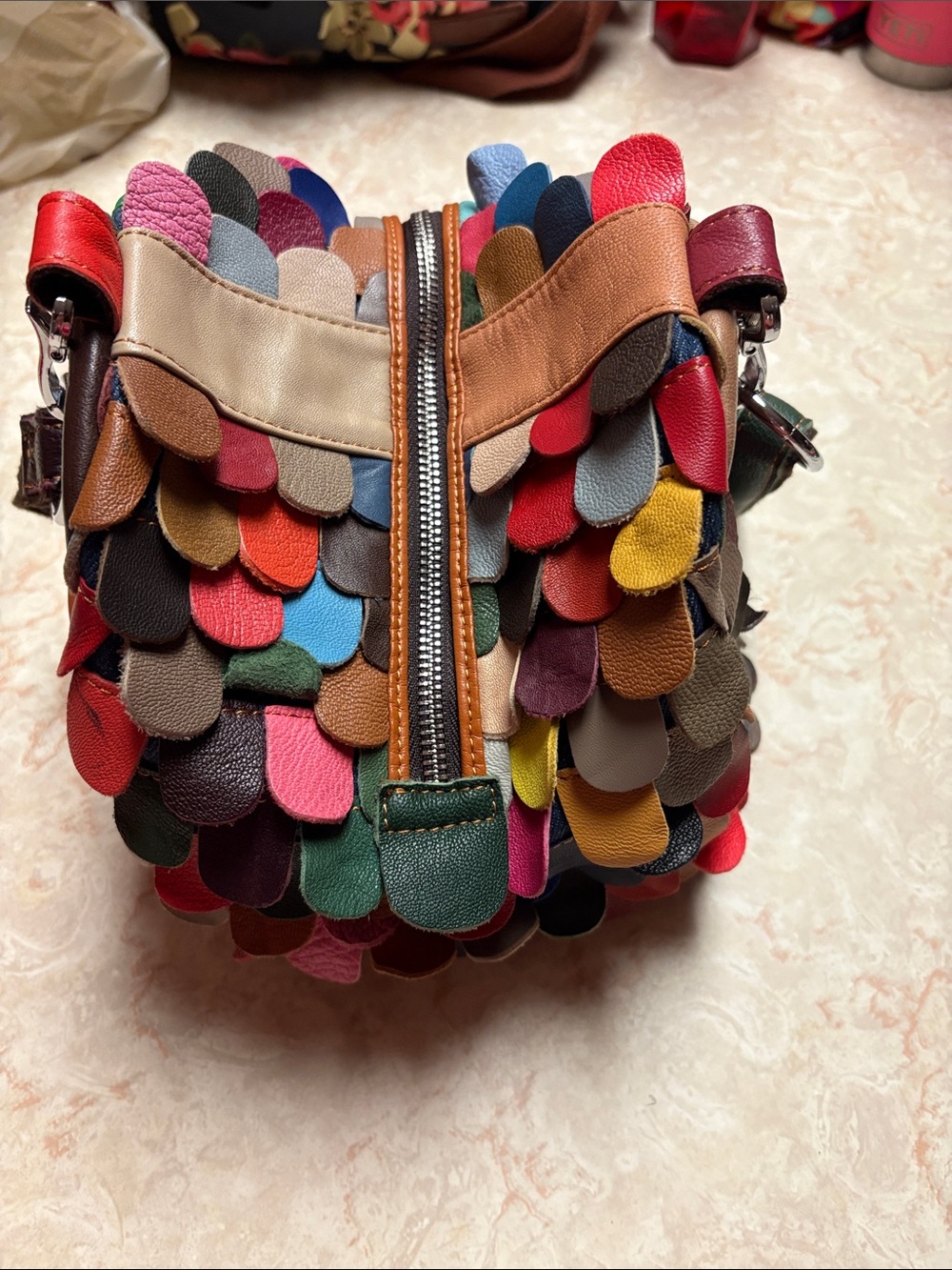 Multicolored Petal Leather Shoulder Bag - Casual Chic